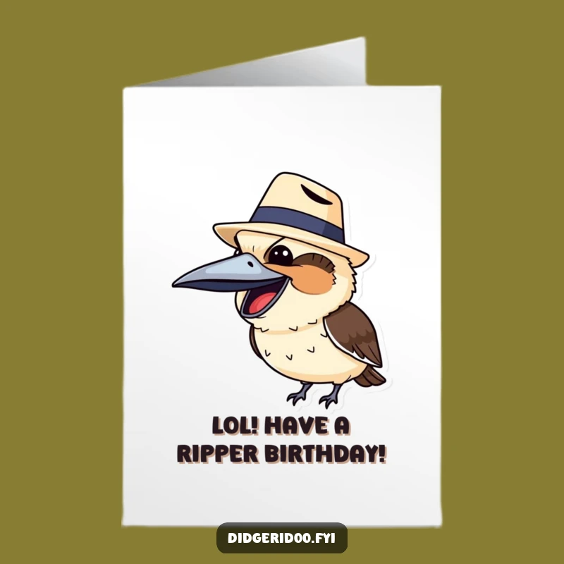 Free Printable Birthday Card: Laughing Kookaburra, Aussie Akubra, Funny Downloadable Gift