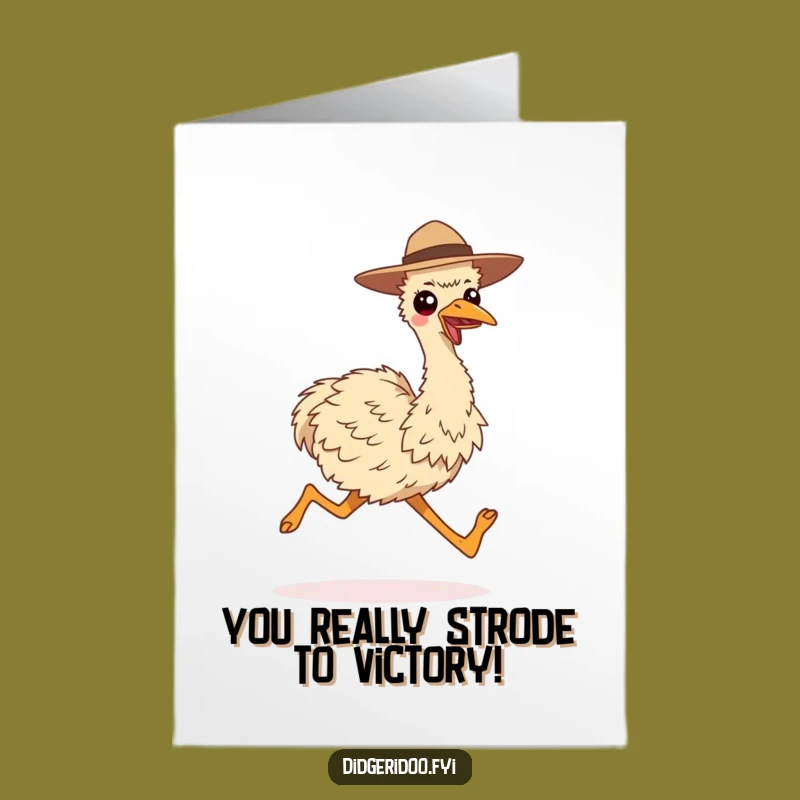 Free Printable Congrats Card: Emu's Victory Run, Humorous Print at Home