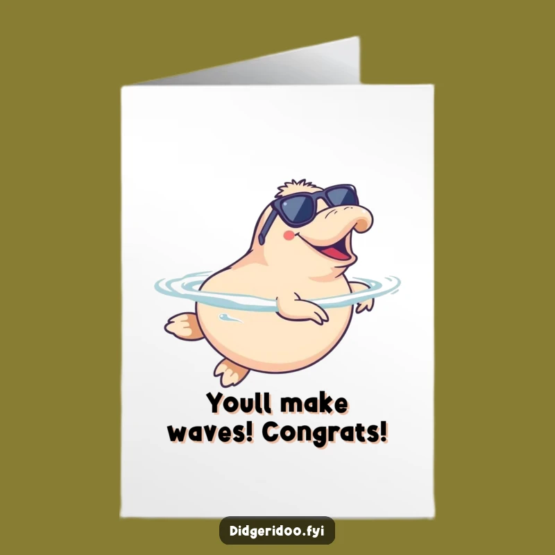 Free Printable Congrats Card: Platypus's Cool Swim Victory!