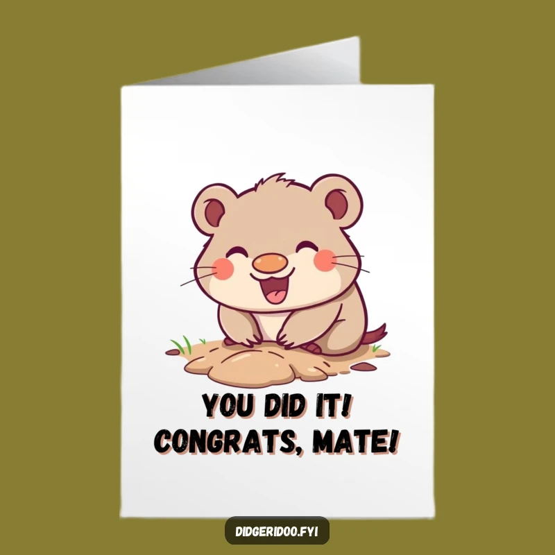 Free Printable Congrats Card: Wombat's Enthusiastic Dig!