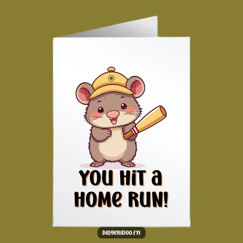 Free Printable Congrats Card: Wombat's Winning Hit - Celebrate Victory!