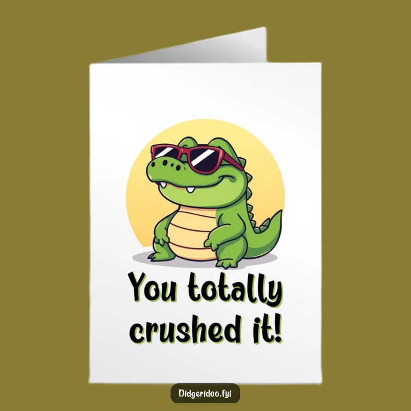 Free Printable Crocodile Congrats Card: Cool Shades for Big Wins
