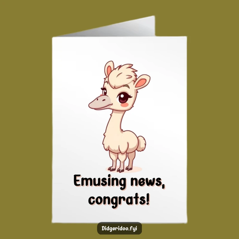 Free Printable Emu Congrats Card: Curious Neck for Big News