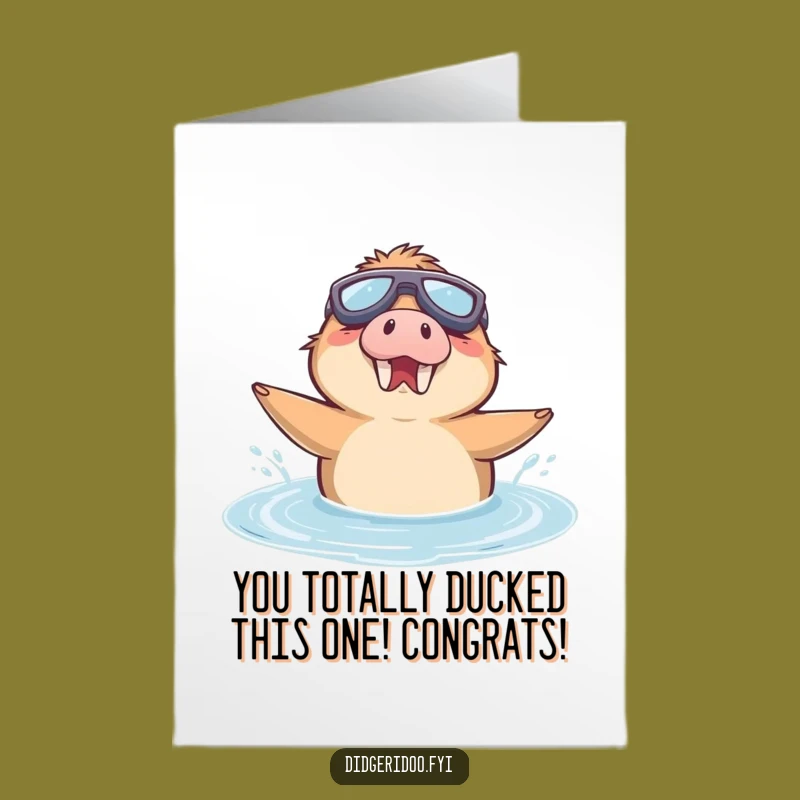 Free Printable Funny Platypus Congrats Card: Goggled Splash Downloadable Art