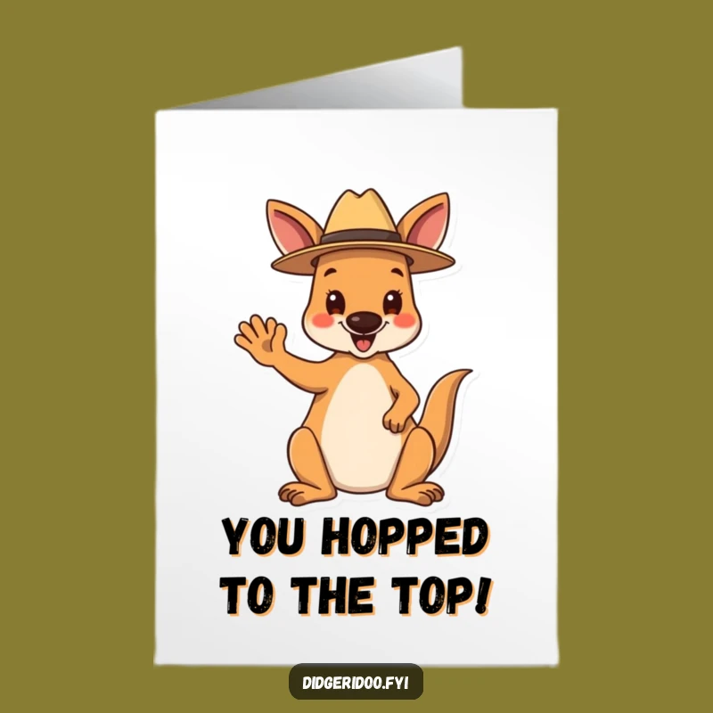 Free Printable Kangaroo Congrats Card: Waving Akubra Hat for Australian Success
