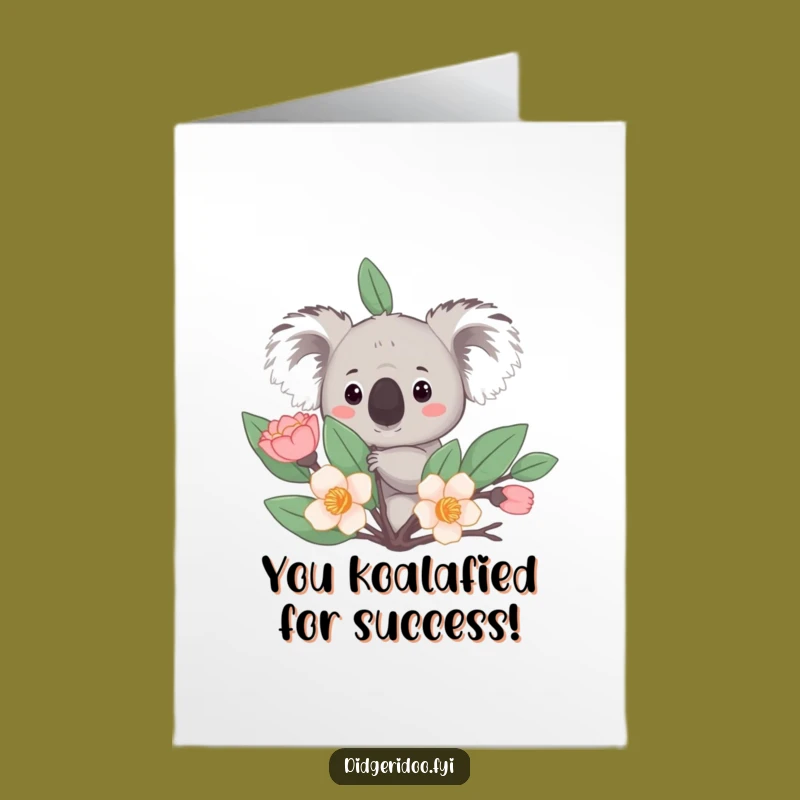 Free Printable Koala Congrats Card: Eucalyptus Peek for Sweet Success