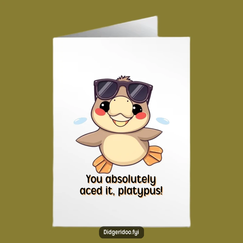 Free Printable Platypus Congrats Card: Funny Shades & Flippers Downloadable