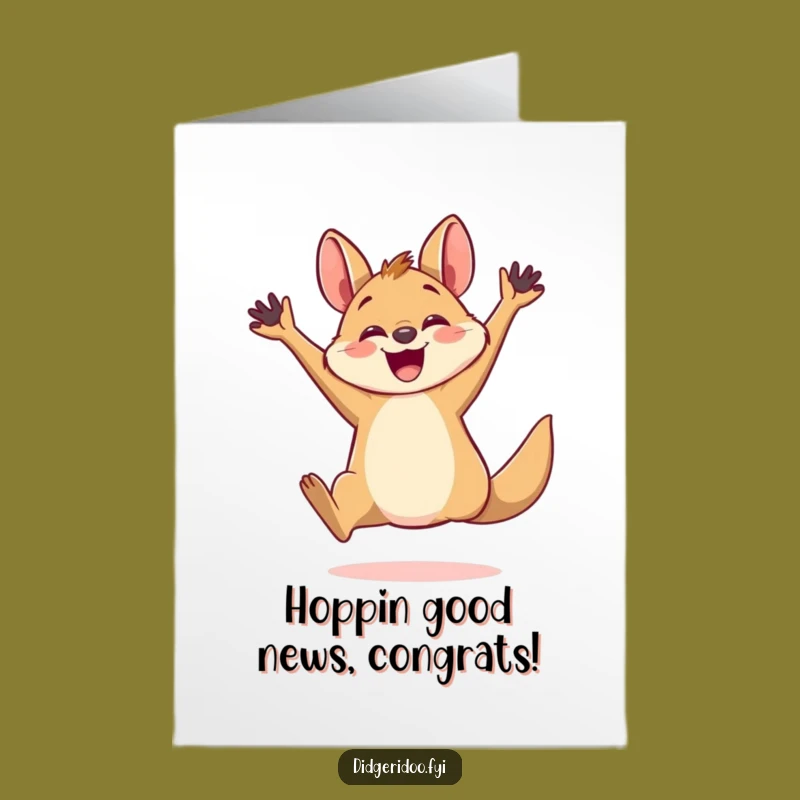 Free Printable Congrats Card: Joyful Wallaby, Downloadable & Energetic
