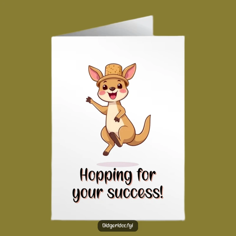 Free Printable Congrats Card: Jumping Kangaroo Cork Hat Funny Downloadable Gift