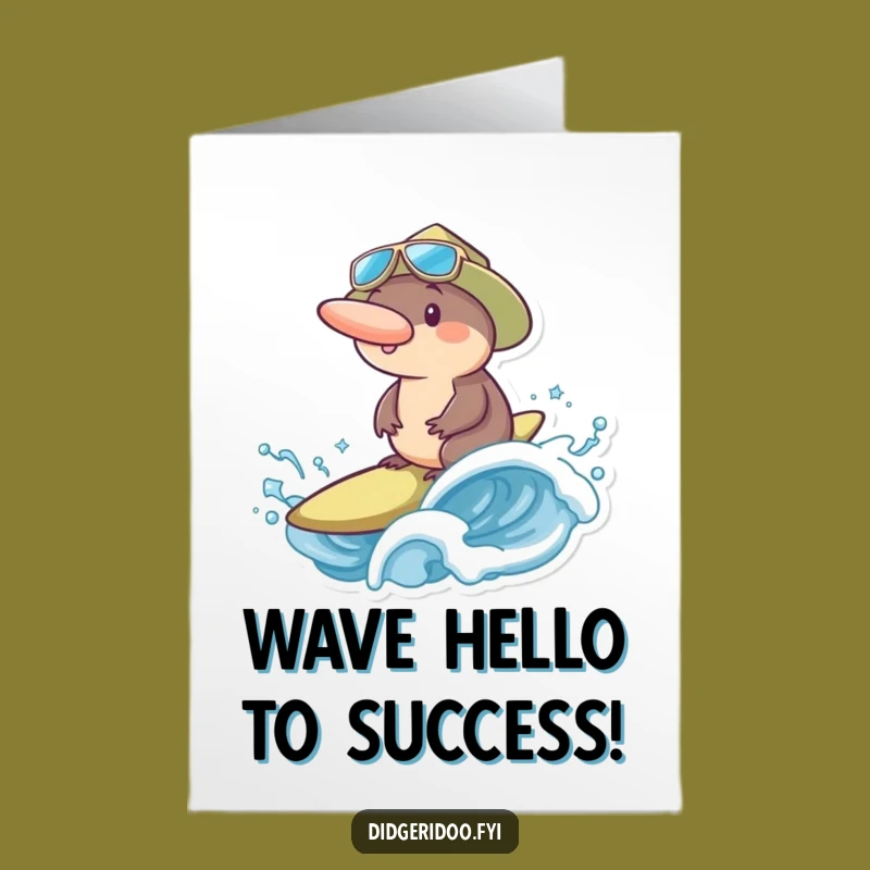 Free Printable Congrats Card: Surfing Platypus, Hilarious Downloadable Achievement Gift