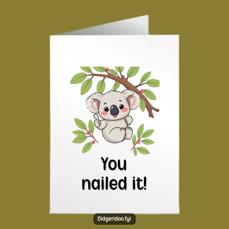 Free Printable Congrats Card: Koala's Thumbs Up, Sweet Downloadable Gift