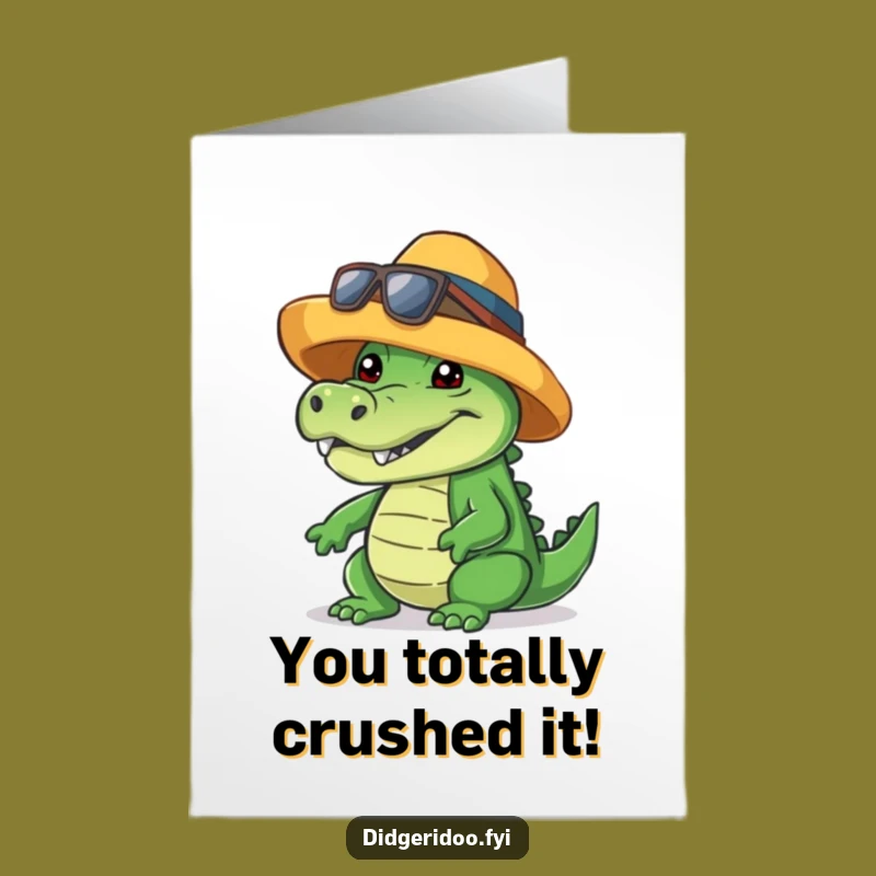 Free Printable Congrats Card: Cool Crocodile Grin Funny Downloadable Gift