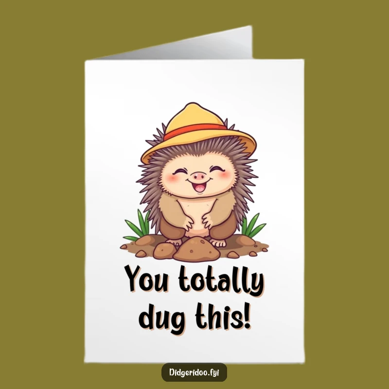 Free Printable Congrats Card: Echidna Digs Success - Celebrate Effort!