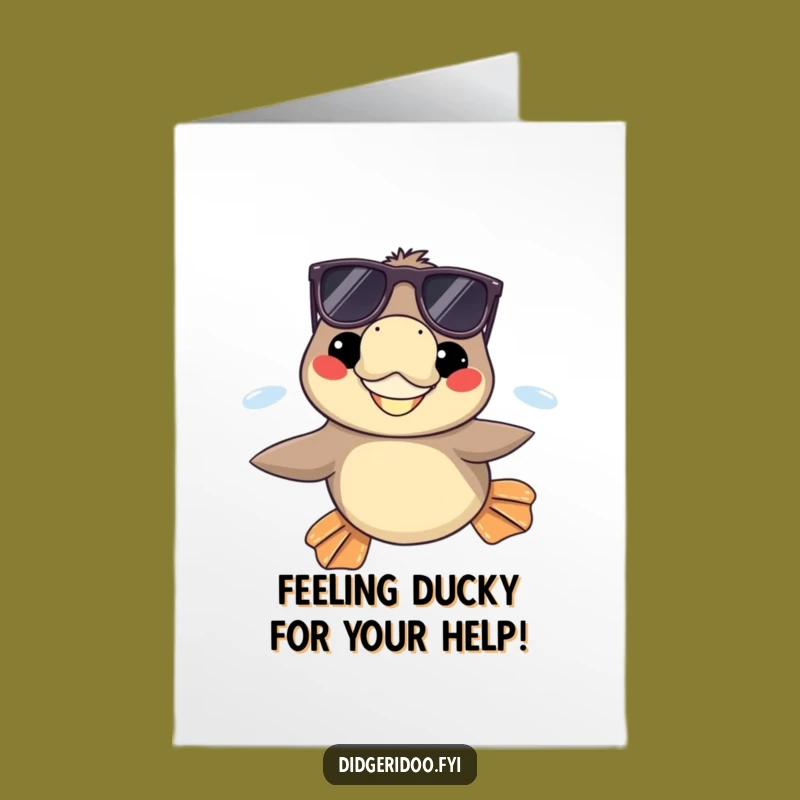 Free Printable Thank You Platypus Card: Funny Shades & Flippers Downloadable