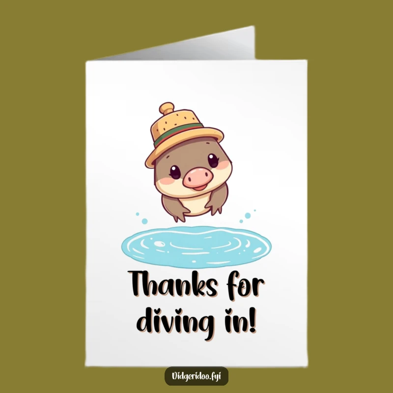Free Printable Platypus Thank You Card - Quirky Dive of Gratitude Downloadable Gift