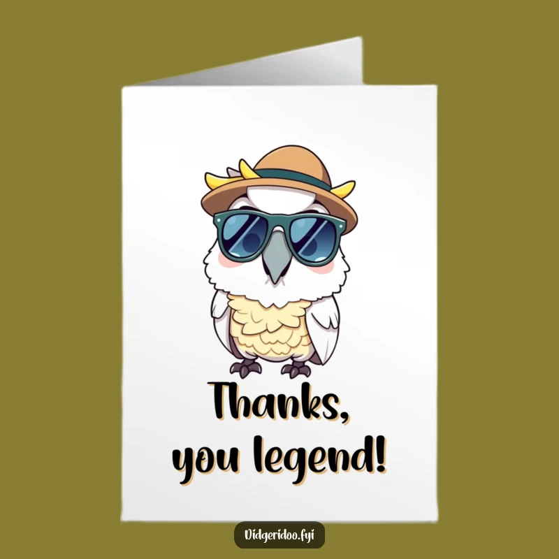 Free Printable Thank You Card: Cockatoo Akubra Funny Downloadable Gift