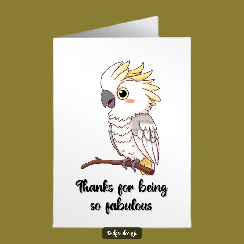 Free Printable Thank You Card: Cockatoo's Chic Gratitude - Funny Downloadable Gift