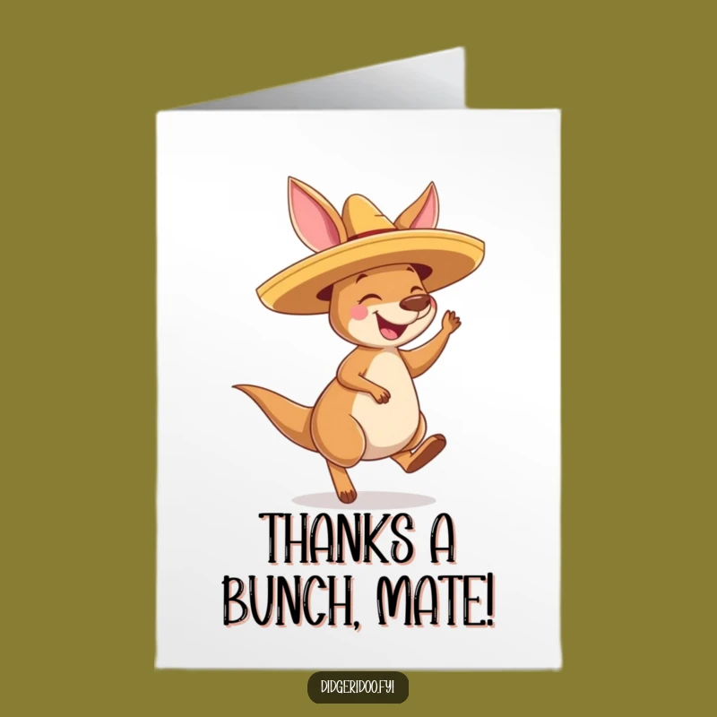 Free Printable Thank You Card: Joyful Kangaroo Fiesta, Funny Downloadable Gift