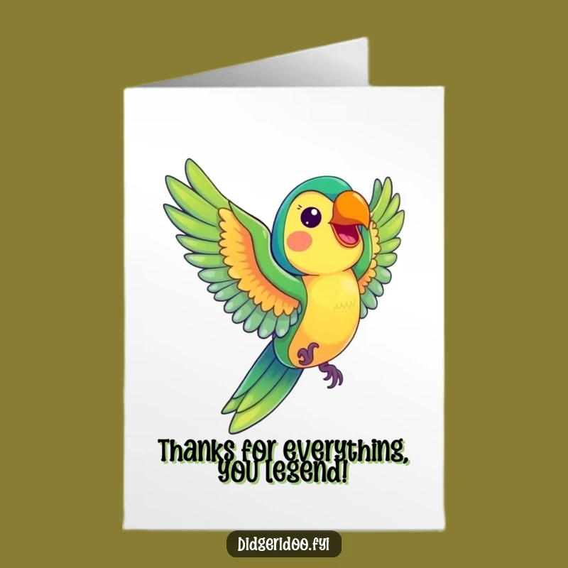 Free Printable Thank You Card: Smiling Parrot, Downloadable & Kind