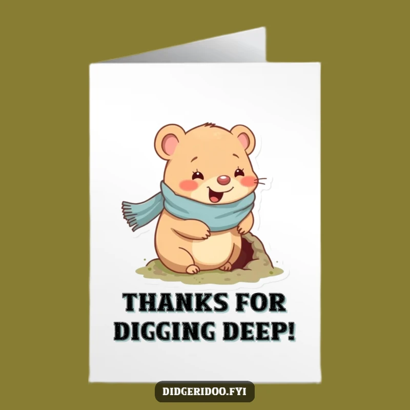 Free Printable Wombat Thank You Card: Scarf Animal Downloadable Gift