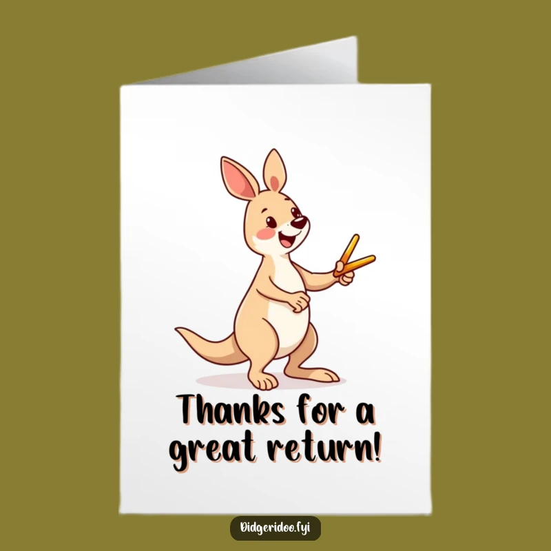 Free Printable Thank You Card: Funny Kangaroo Kicking Boomerang, Grateful Downloadable Gift
