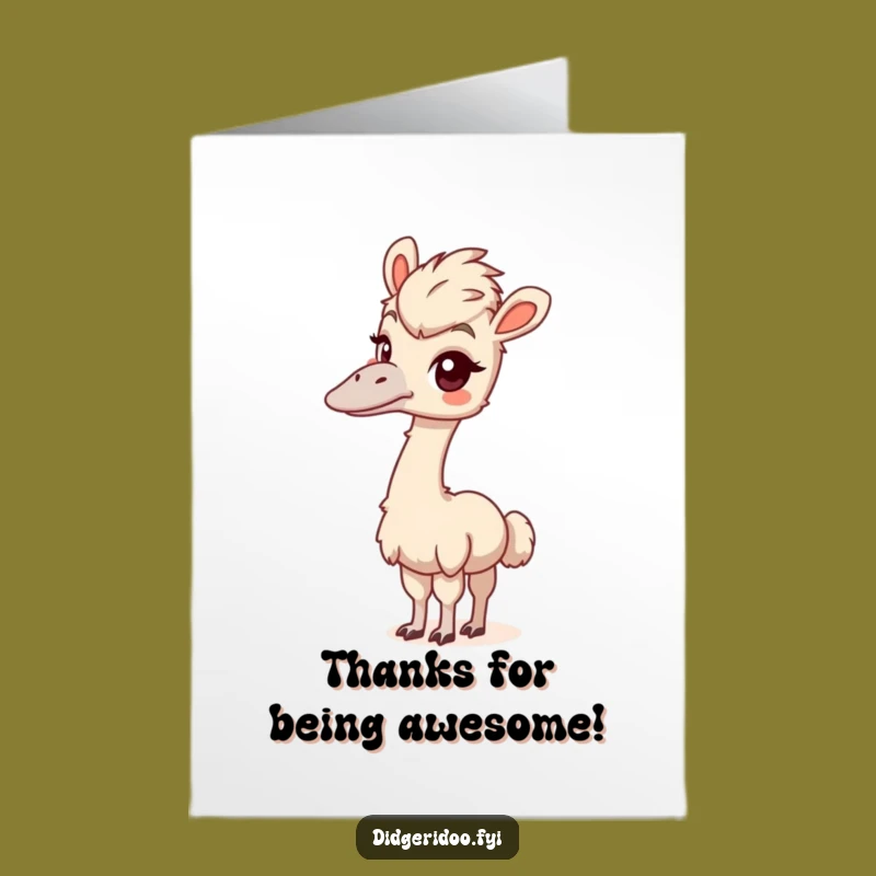 Free Printable Emu Thank You Card: Curious Neck for Gratitude