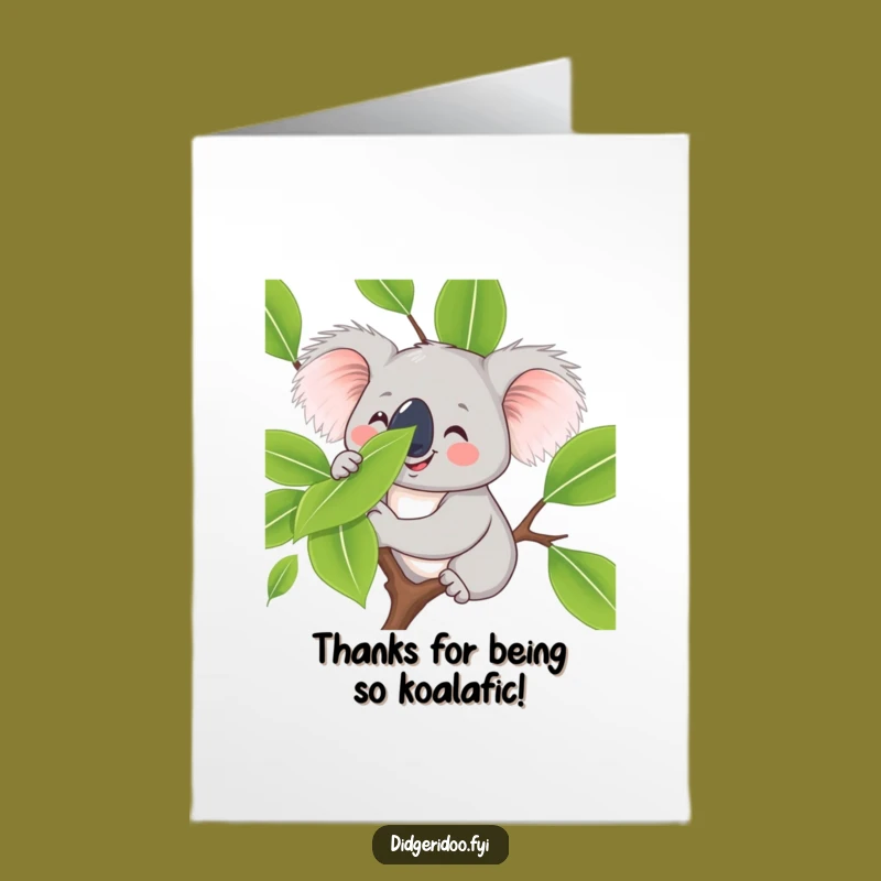 Free Printable Thank You Card: Koala Leaf Balance Funny Downloadable Gift