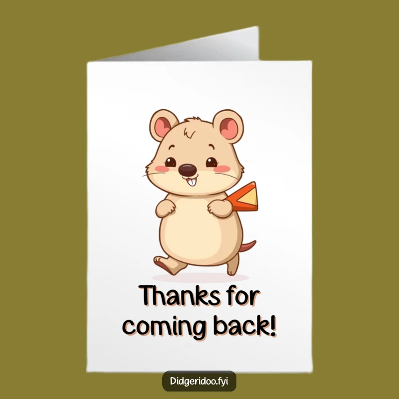 Free Printable Wombat Thank You Card - Happy Waddle Appreciation Downloadable Gift