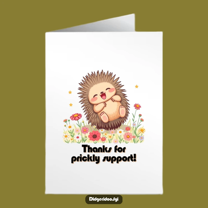 Free Printable Thank You Card: Playful Echidna, Joyful Downloadable Gift