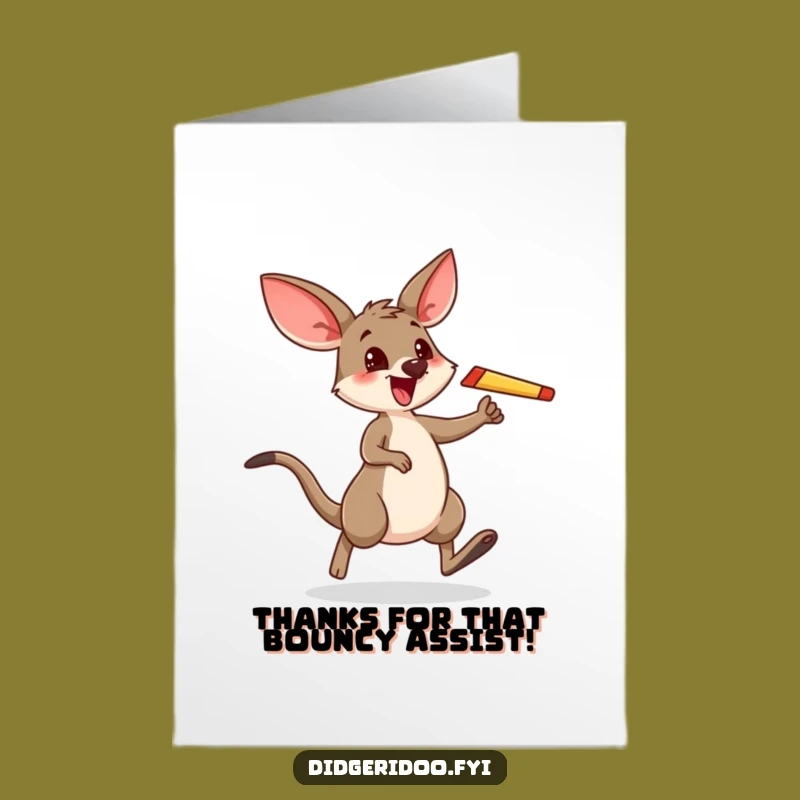 Free Printable Wallaby Thank You Card: Funny Boomerang Hop Gratitude Downloadable