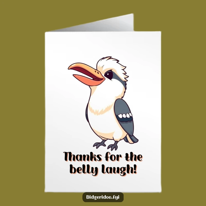 Free Printable Thank You Kookaburra Card: Laughing Bird, Funny Downloadable Gift