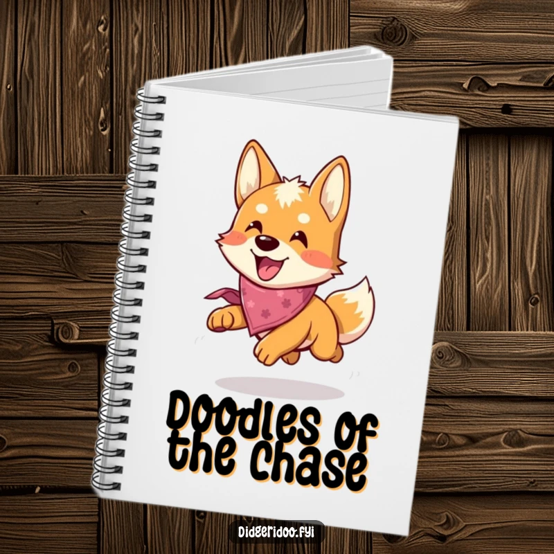 Funny Dingo Notebook: A playful dingo in a bandana happily chases, inspiring creativity with its fun and humorous design.