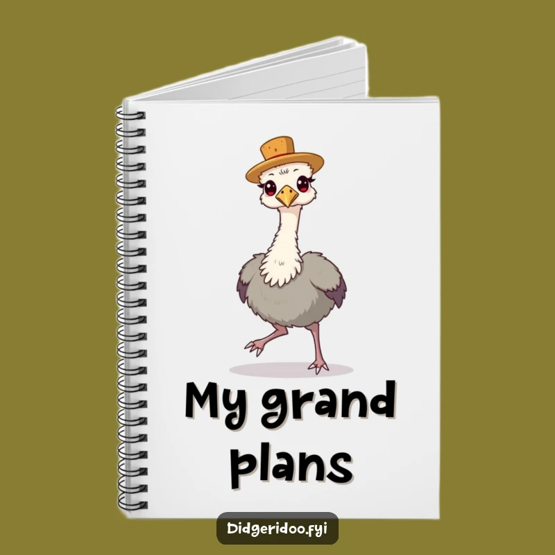 Funny Emu Cork Hat Notebook - Jot Down Ideas with Aussie Pride, Great Funny Gift