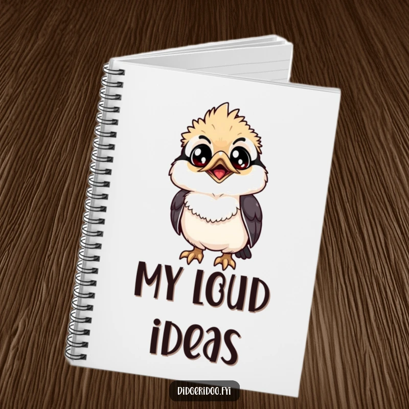 Funny Notebook: A grinning kookaburra with wide eyes looks up, a whimsical place for your notes.