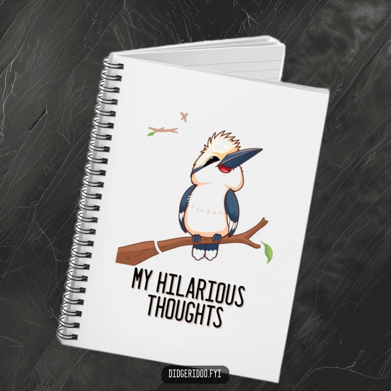 Funny Laughing Kookaburra Notebook: A kookaburra laughs with head tilted back, ready to inspire your notes and journal entries.