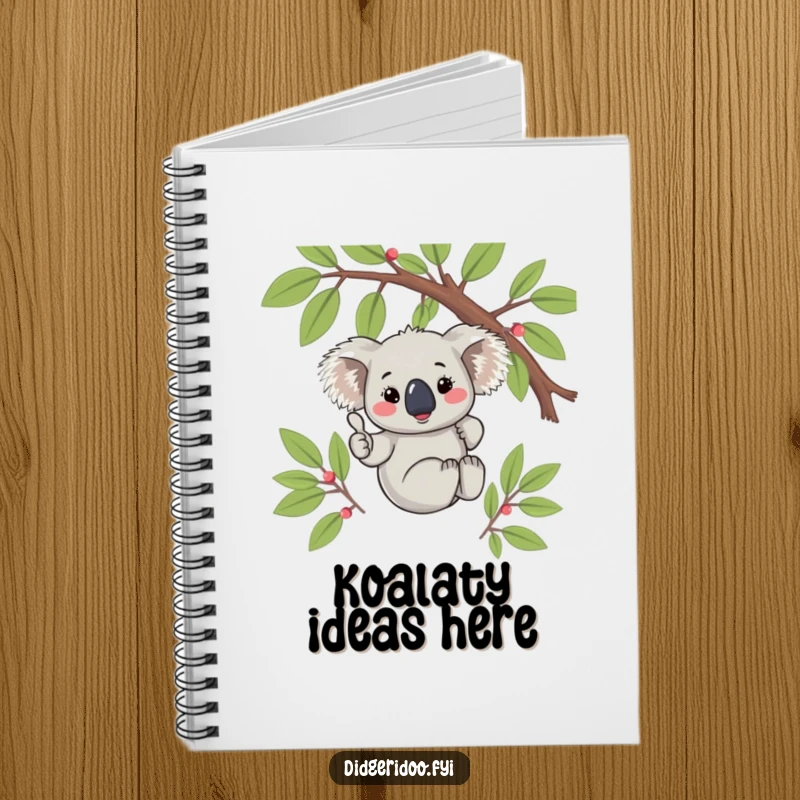 Funny Koala Thumbs Up Notebook: A shy, blushing koala hangs from a branch giving a thumbs up, perfect for note-taking.