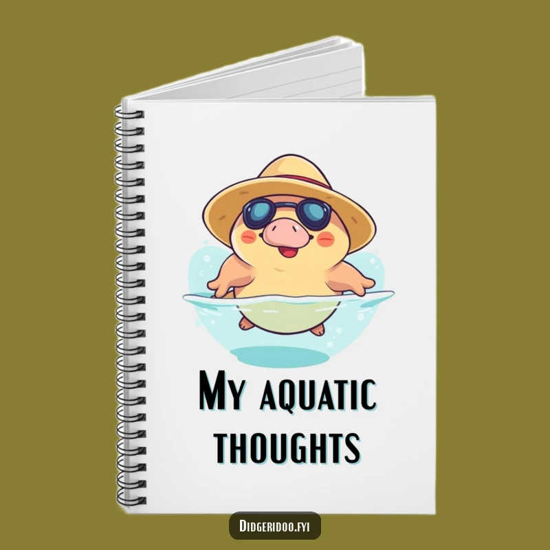 Funny Platypus Dive Sun Hat Notebook: Playful Aussie Animal Journal, Gift