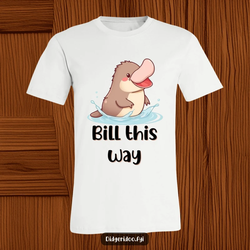 Funny Platypus T-Shirt featuring a jovial platypus joyfully splashing in stylized water with a wide grin.