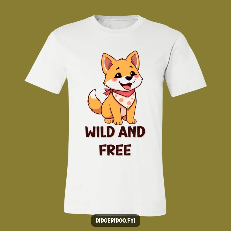 Funny Dingo Bandana T-Shirt - Happy Tail Wagging Pup Tee