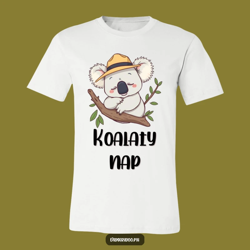 Funny Koala Akubra Hat T-Shirt - Sleepy Aussie Character, Great Funny Gift