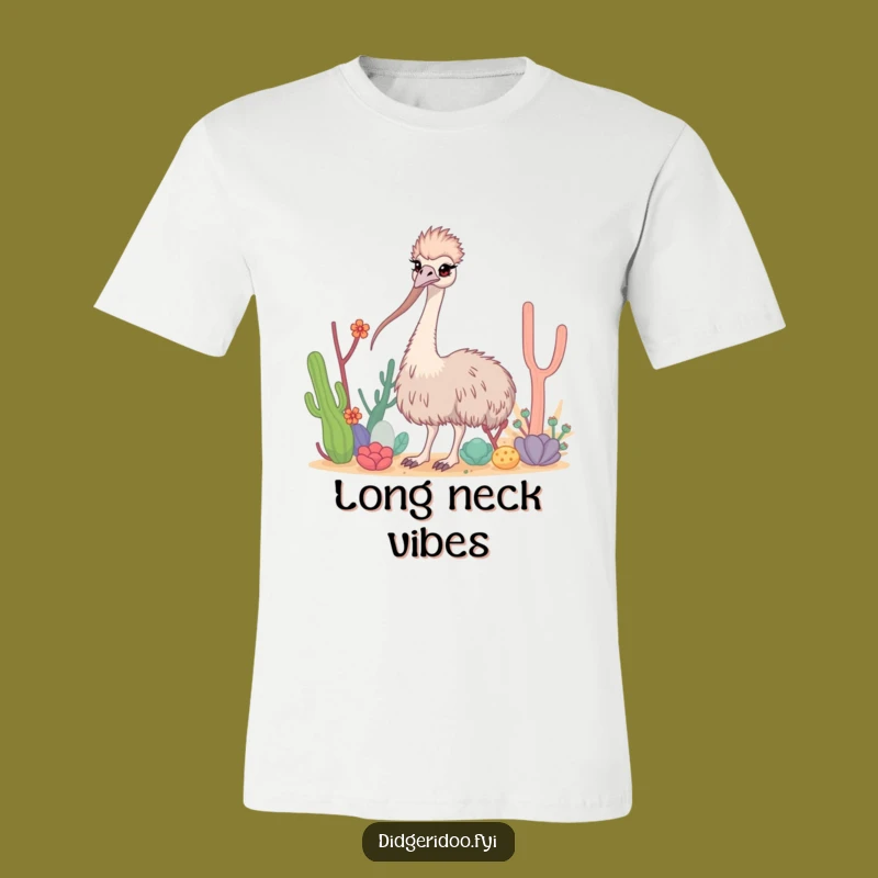 Funny Emu Desert T-Shirt: Curious Long Neck Tee Gift