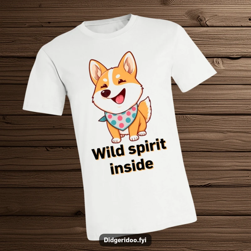 Funny dingo howling t-shirt with a proud cartoon dingo wearing a bandana, a humorous and rebellious apparel gift.
