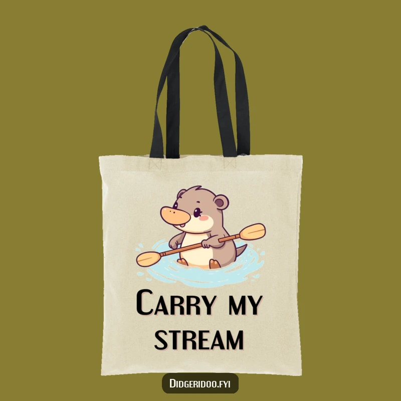Funny Platypus Paddling Tote Bag: Carry Your Goals with Aussie Flair