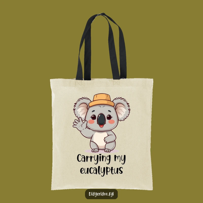 Funny Koala Cork Hat Tote: Cheerful Aussie Wave Bag, Perfect Humorous Gift
