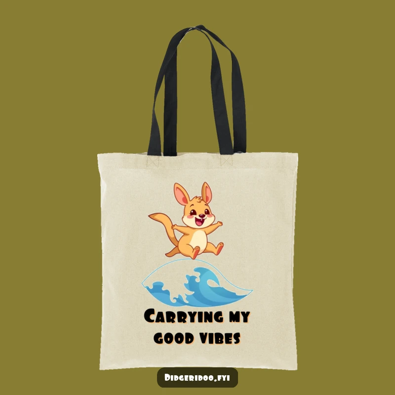 Funny Wallaby Tote Bag: Cheerful Wave Leaper, Stylish & Practical Funny Gift