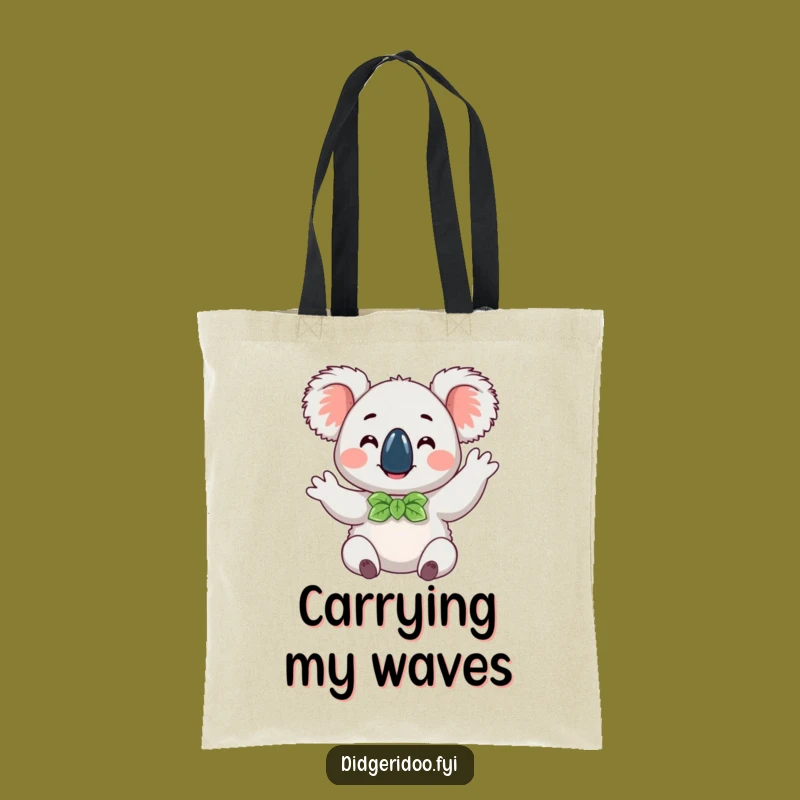 Funny Koala Wave Tote Bag: Eucalyptus Bow Tie Carry-All, Hilarious Animal Gift