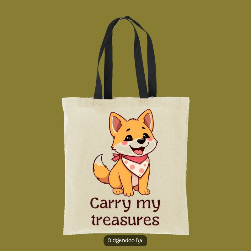 Funny Dingo Bandana Tote Bag - Happy Pup Carryall Gift