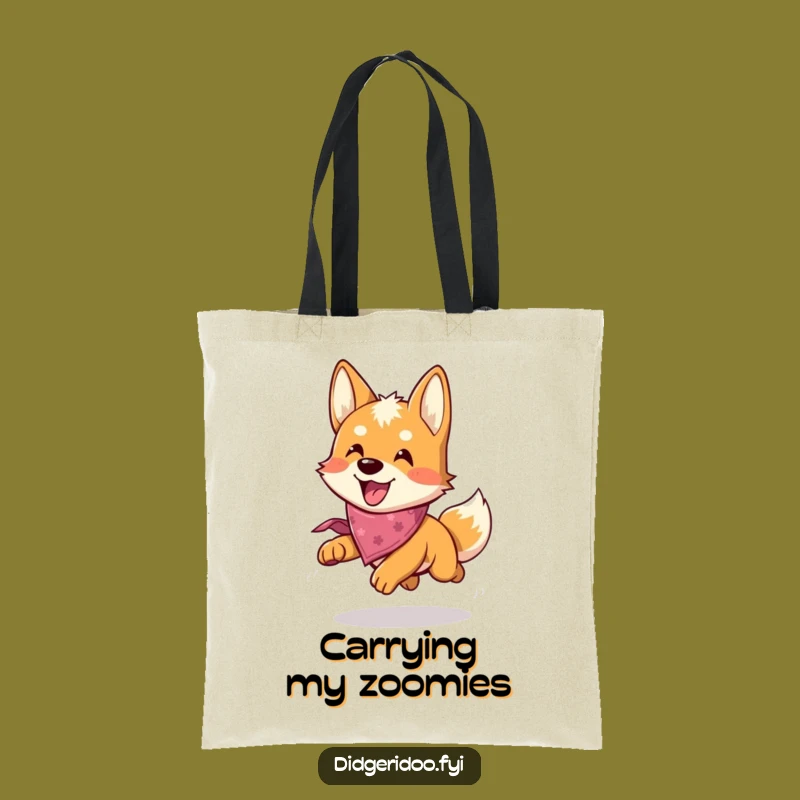 Funny Dingo Chase Tote Bag: Carry Your Essentials with this Adorable Playful Pup