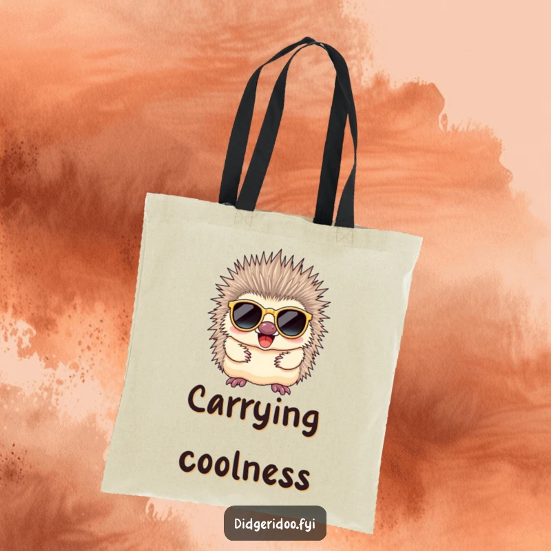 Funny echidna wearing chic sunglasses, looking remarkably cool and exuding a vibe of humorous, understated style.