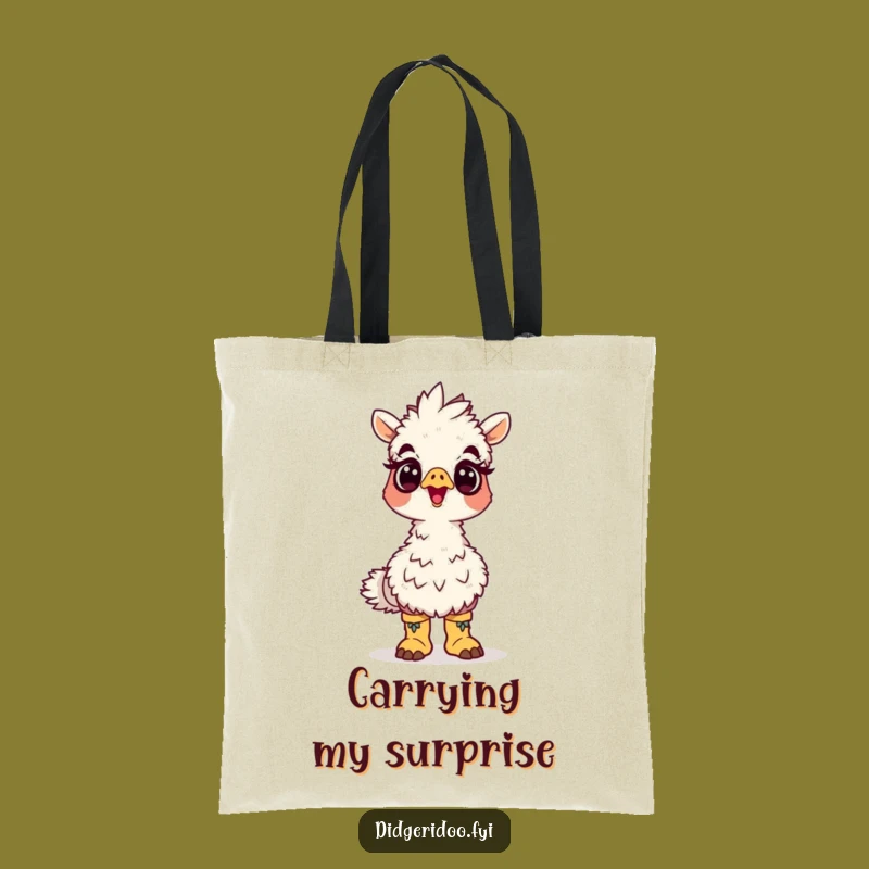 Funny Emu Boots Tote Bag: Surprised Bird Accessory Gift